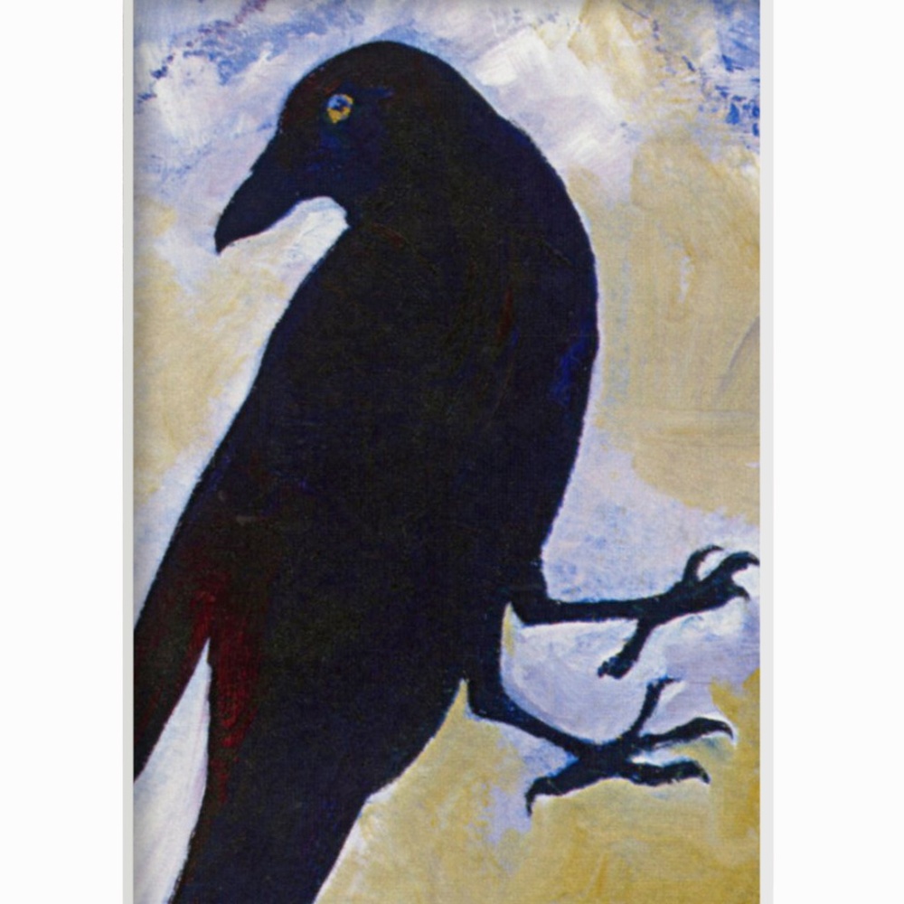 Crow Print in Mat from original painting by Kathy Morton Stanion - Crow 3